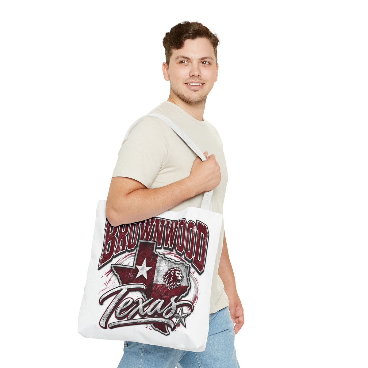 Brownwood Texas Tote Bag – Vintage State Pride AOP Canvas Tote