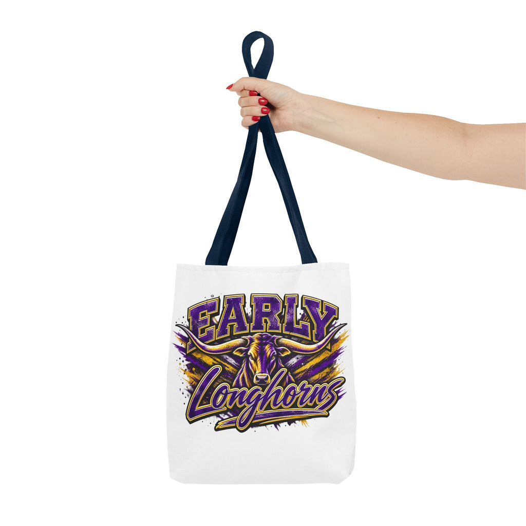 Early Longhorns Graphic Tote Bag – School Spirit Purple & Gold
