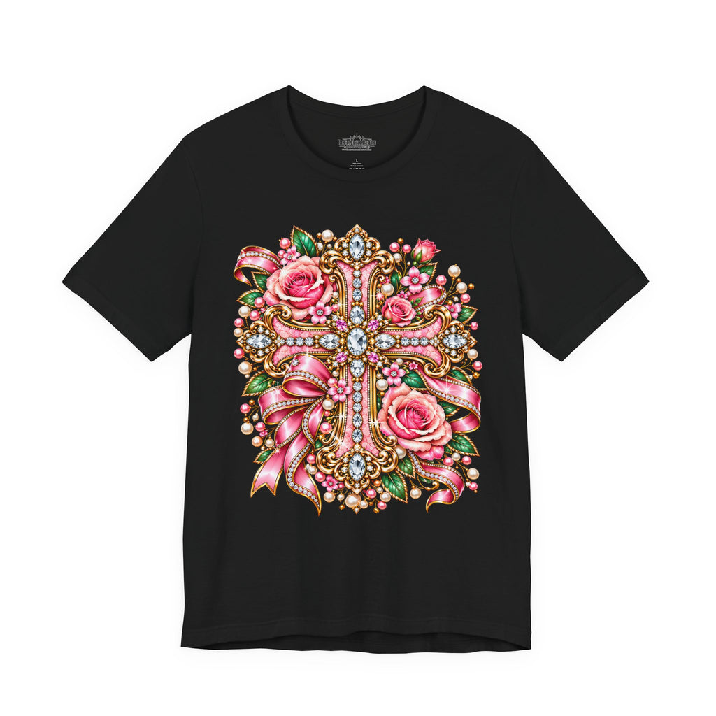 Ornate Floral Cross Rose Tee