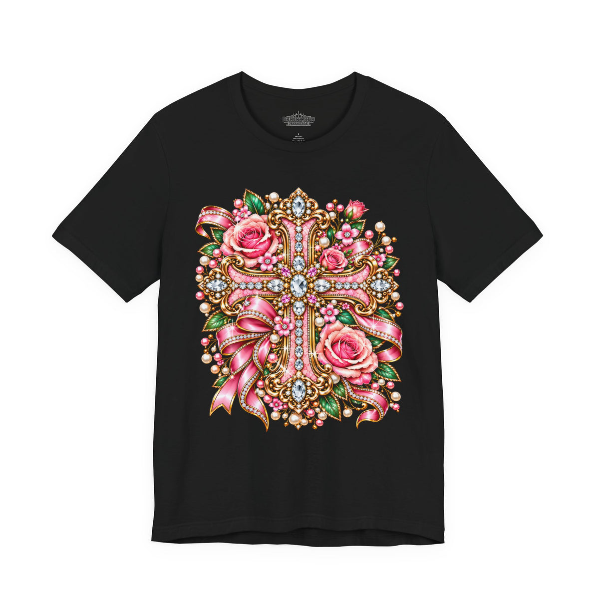 Ornate Floral Cross Rose Tee