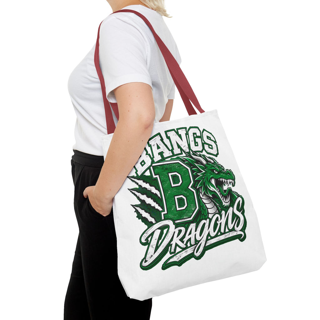 Bangs Dragons Tote Bag — Green Mascot Dragon School Spirit Tote