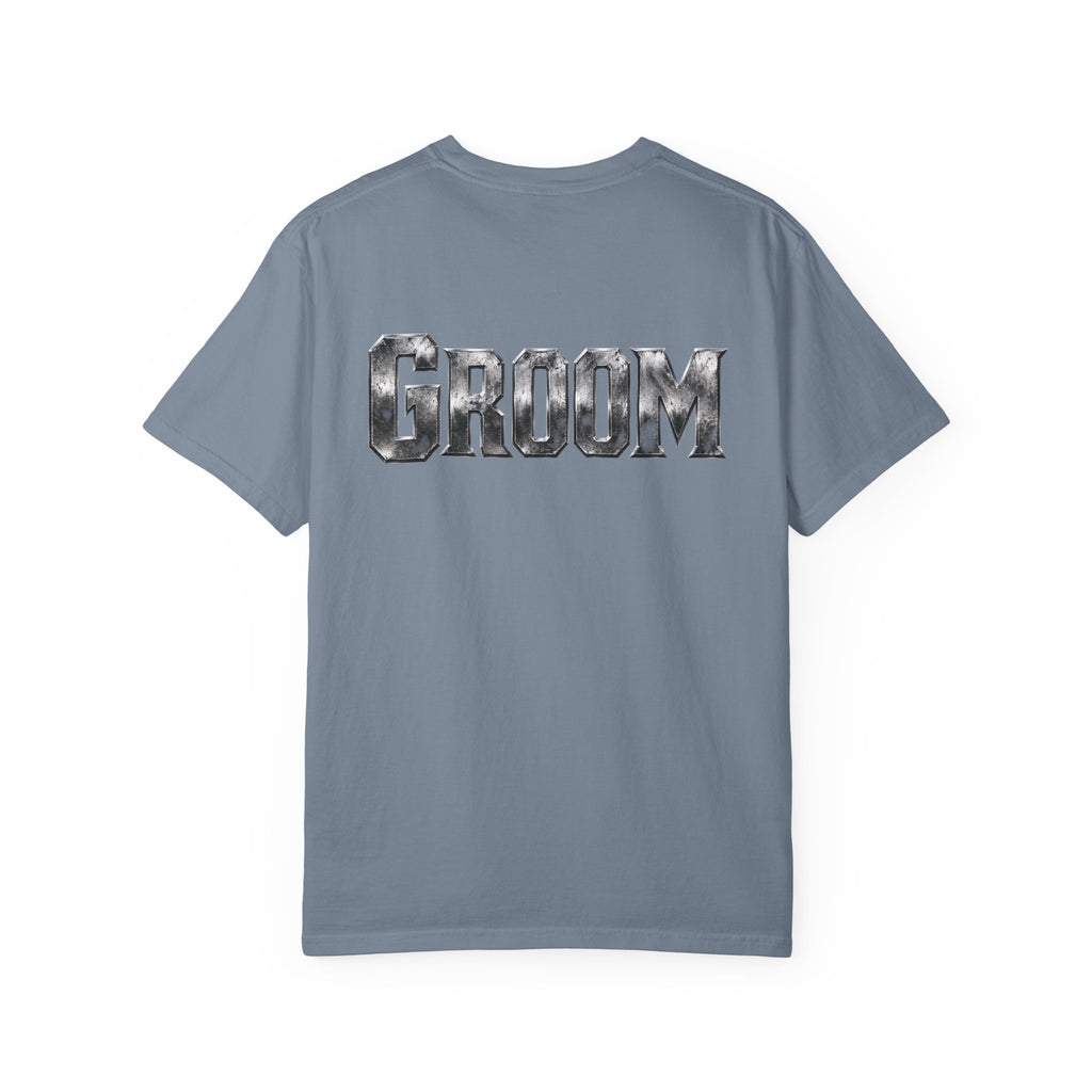 Groom Graphic T-Shirt — Metallic Lettering Wedding Tee for Grooms