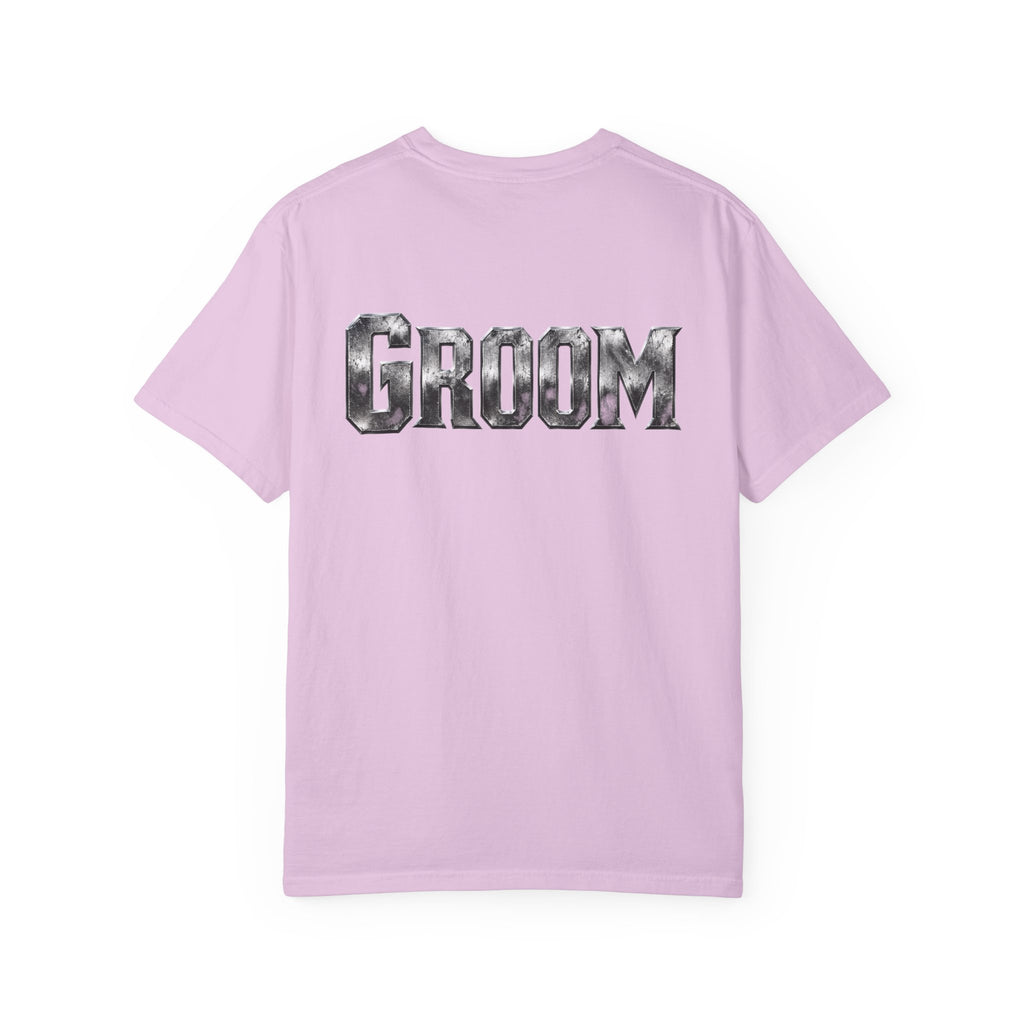 Groom Graphic T-Shirt — Metallic Lettering Wedding Tee for Grooms