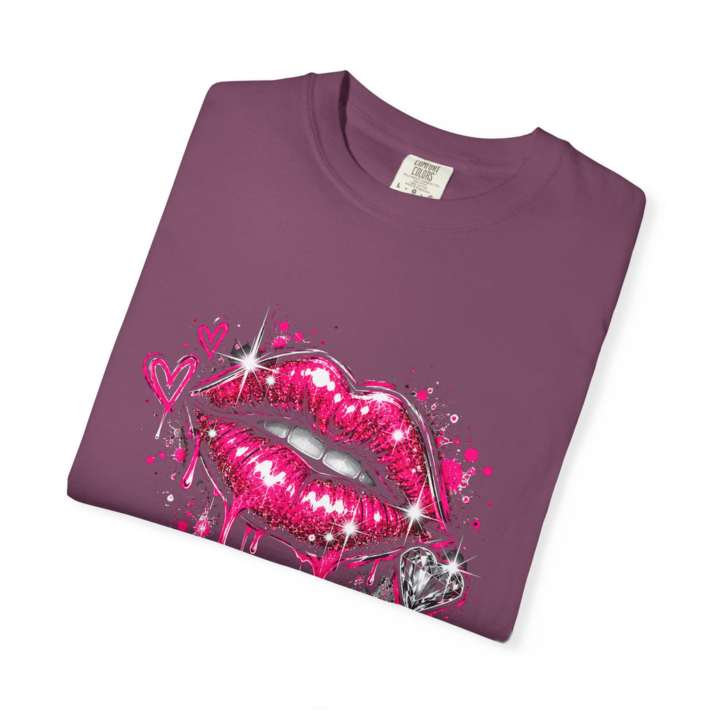 Graphic T-Shirt — Pink Lip Art & 'Backup!' Slogan Tee