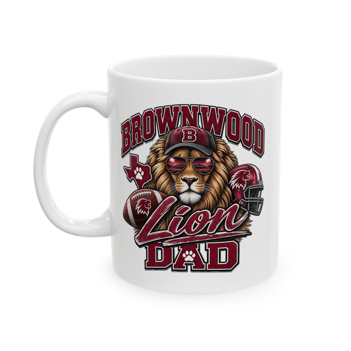 Brownwood Lion Dad Ceramic Mug – Team Logo Coffee Cup (11oz & 15oz)
