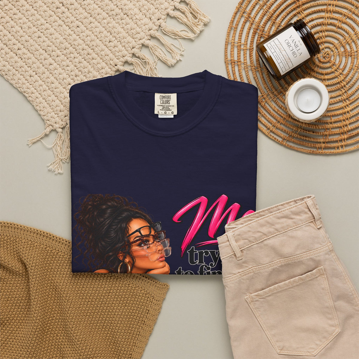T-Shirt — "Me Trying to Find Out What I Saw in Him" Graphic Tee