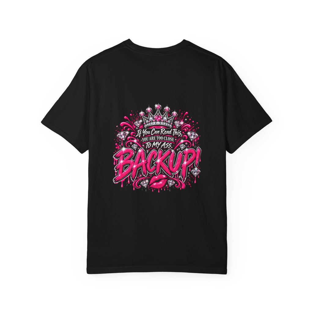 Graphic T-Shirt — Pink Lip Art & 'Backup!' Slogan Tee