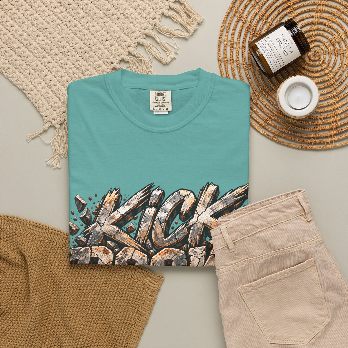 Kick Rocks T‑Shirt — Grunge Stone Graffiti Tee