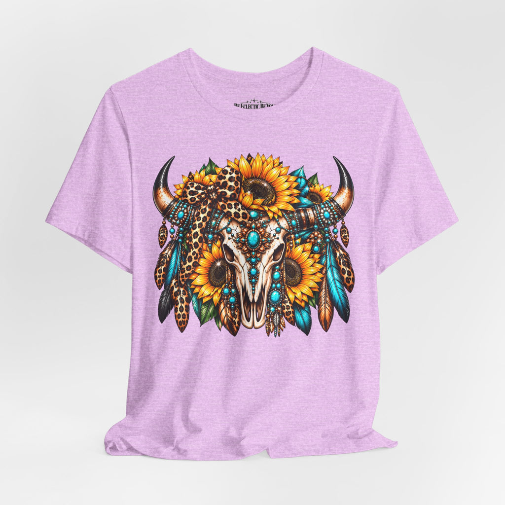 Boho Buffalo Skull Sunflower T-Shirt