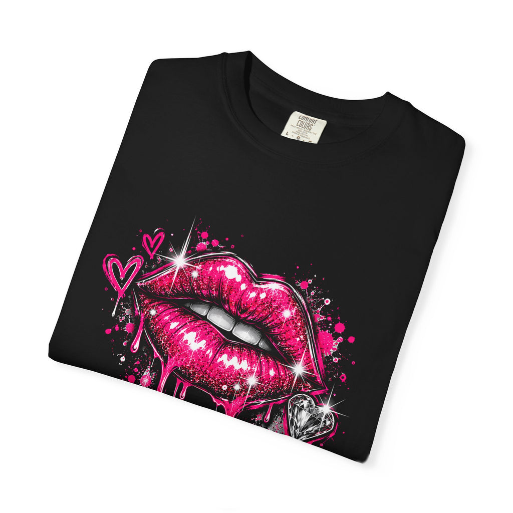 Graphic T-Shirt — Pink Lip Art & 'Backup!' Slogan Tee