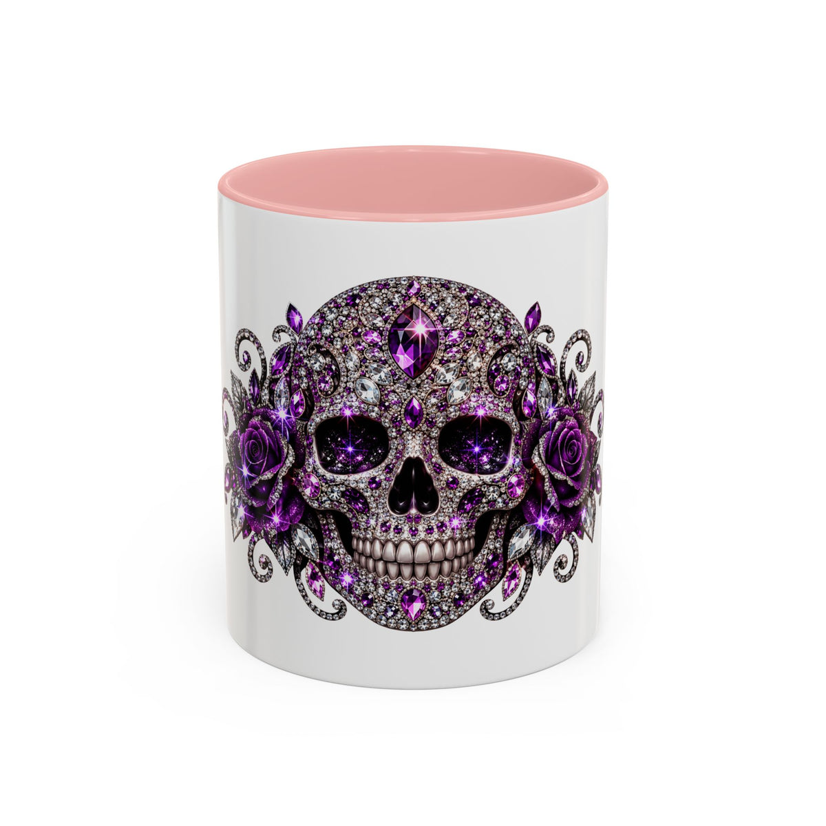 Purple Jeweled Skull Coffee Mug — Gothic Accent Tea Cup