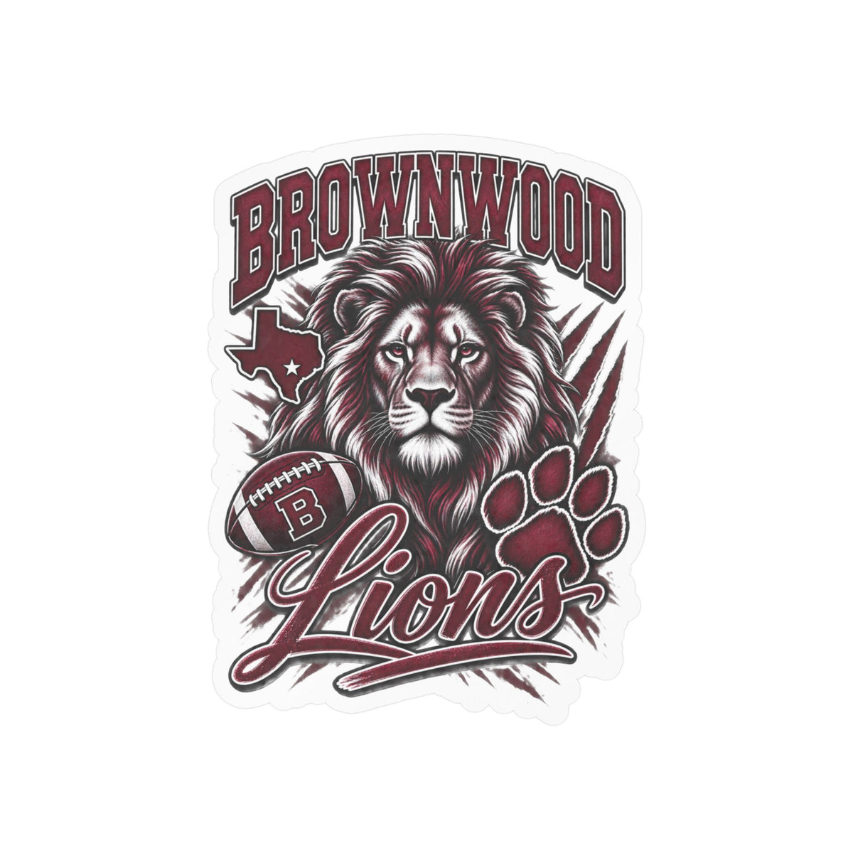 Brownwood Lions Kiss-Cut Vinyl Decals