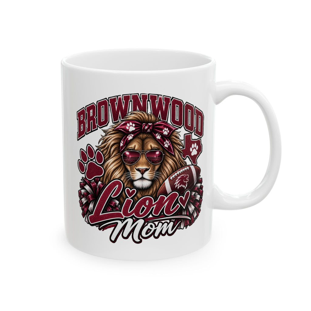 Brownwood Lion Mom Mascot Ceramic Mug (11oz, 15oz)