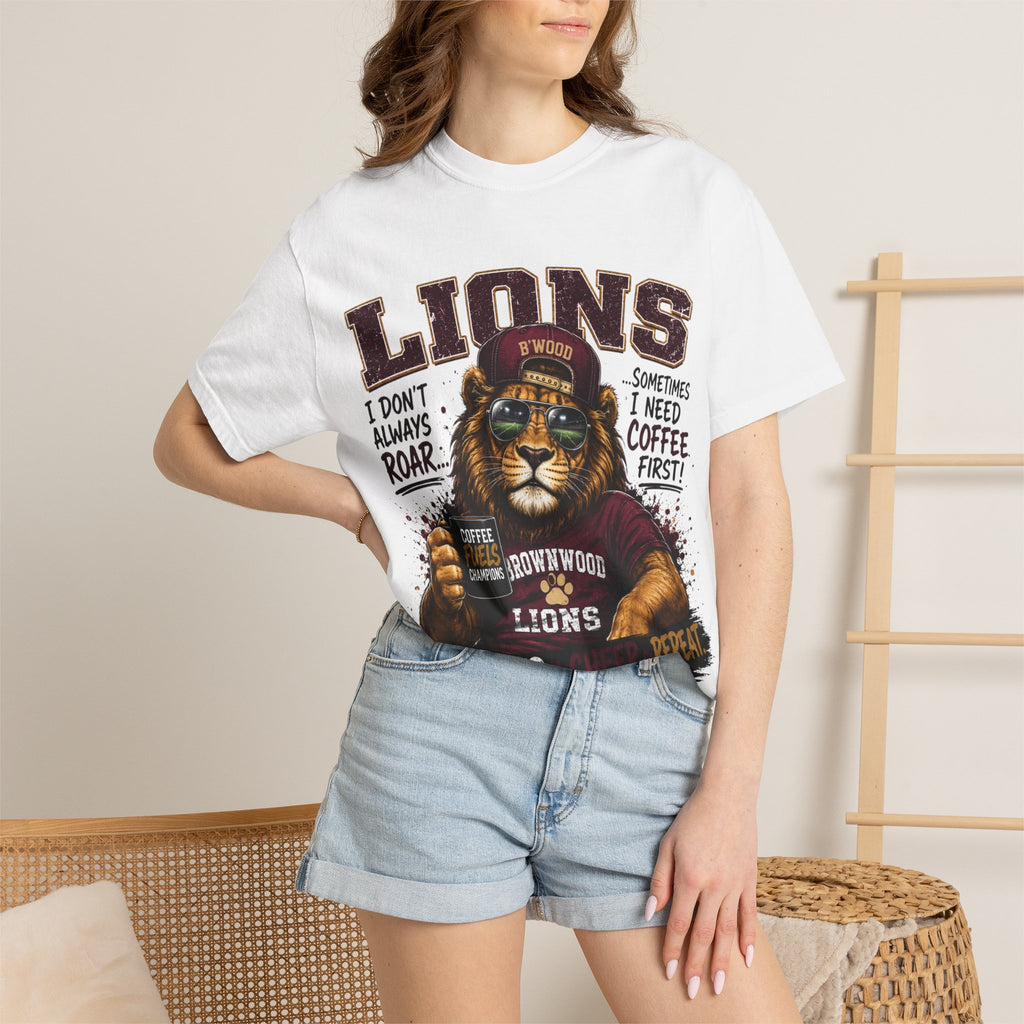 Lions Coffee Club T-Shirt — 'Eat. Sleep. Coffee. Repeat.' Graphic Tee