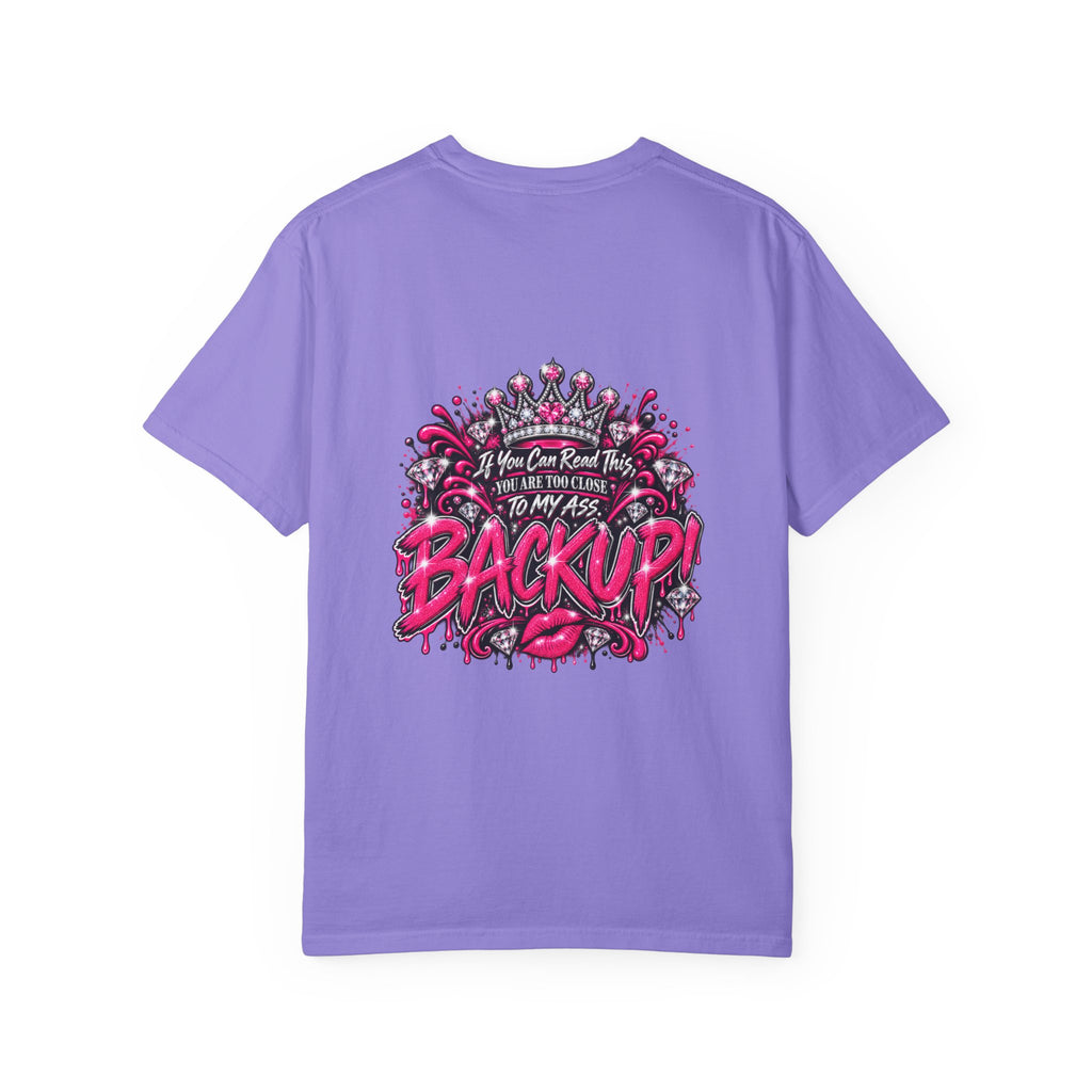 Graphic T-Shirt — Pink Lip Art & 'Backup!' Slogan Tee