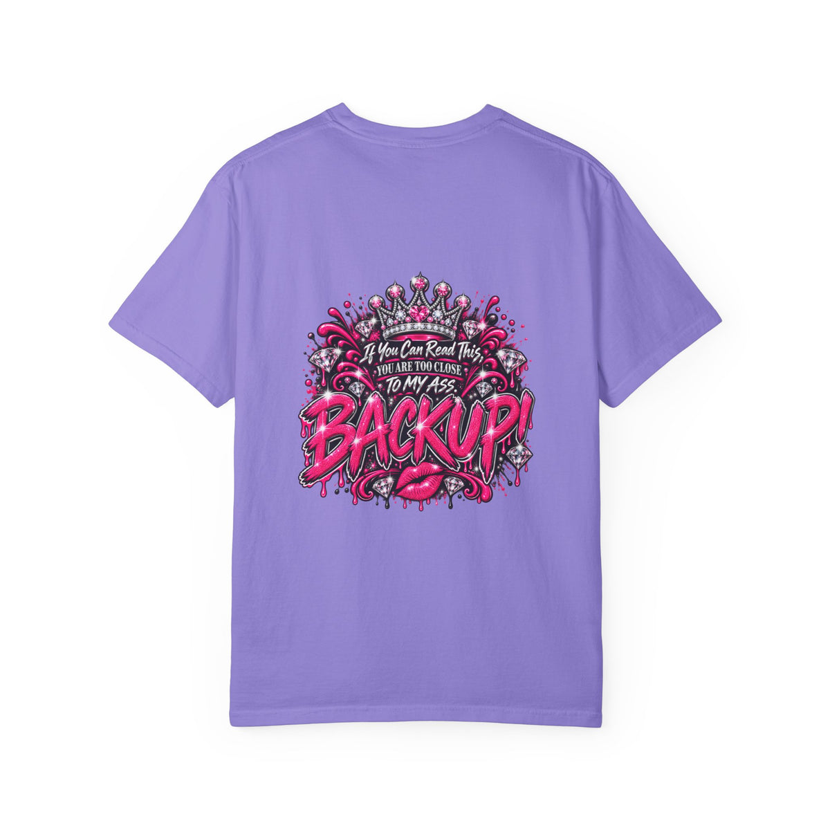 Graphic T-Shirt — Pink Lip Art & 'Backup!' Slogan Tee