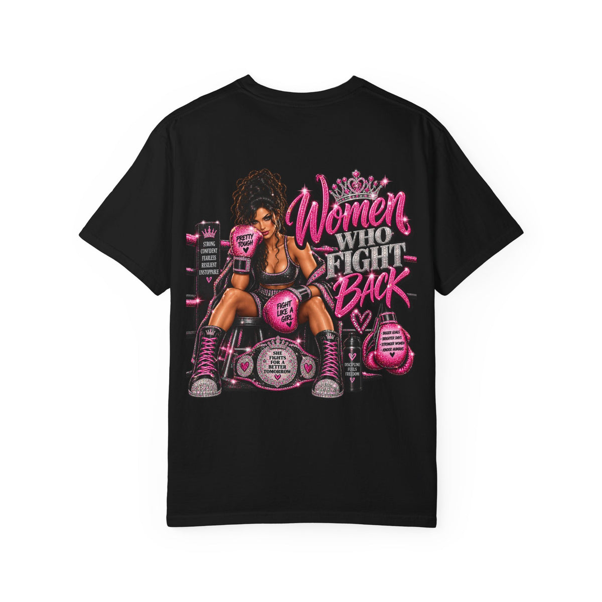 Women Who Fight Back T‑Shirt — Empowerment Boxing Graphic Tee
