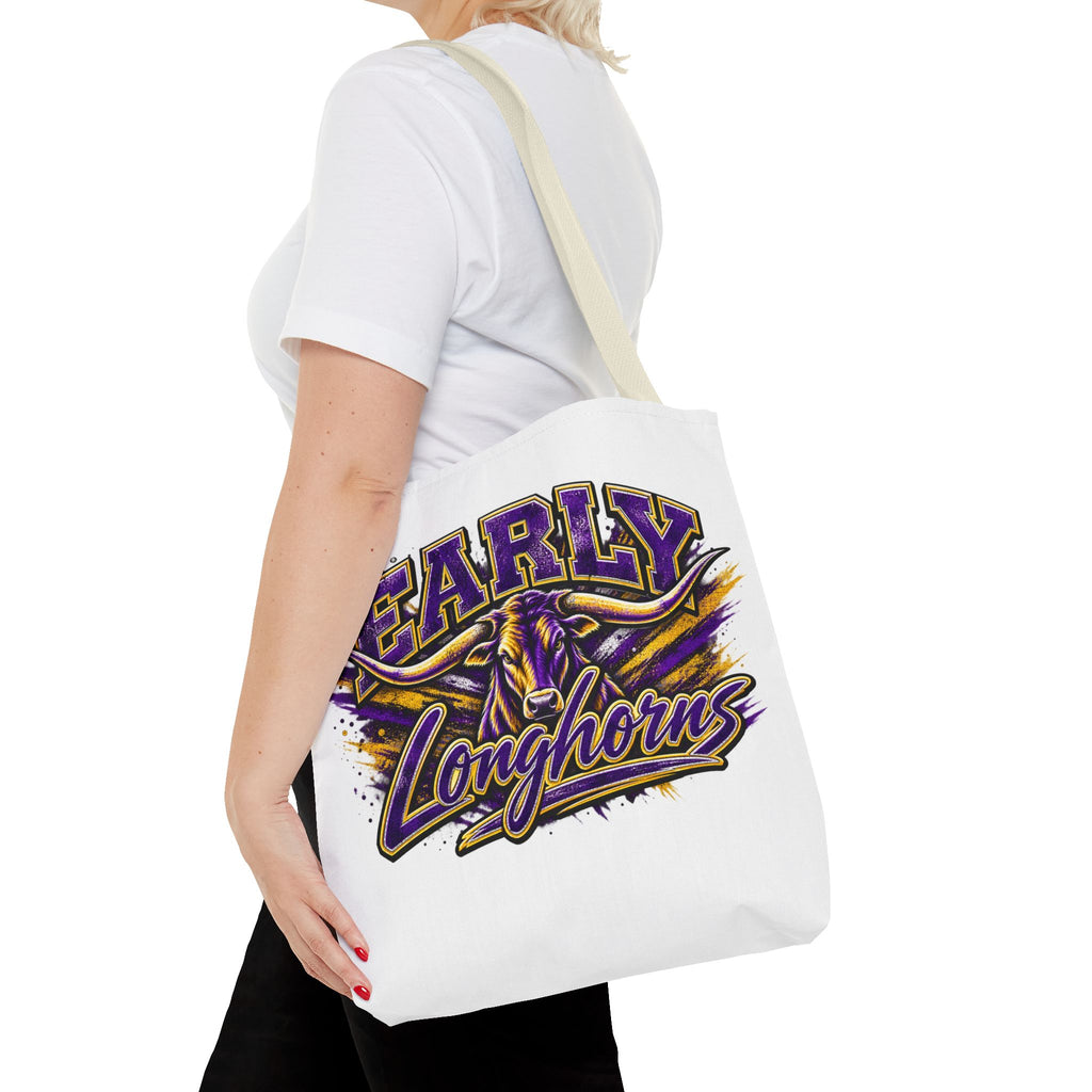Early Longhorns Graphic Tote Bag – School Spirit Purple & Gold