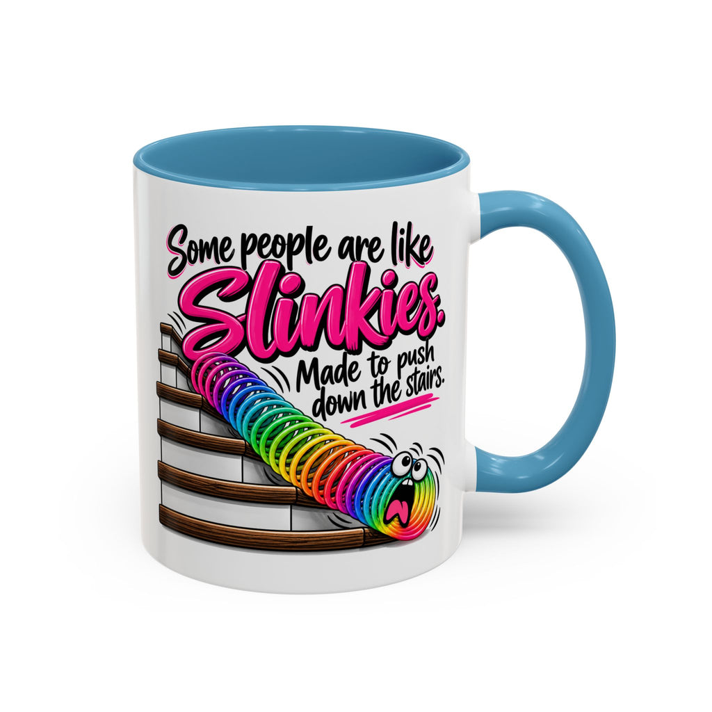 Funny 'Some People Are Like Slinkies' Accent Coffee Mug – Humorous Rainbow Slinky Gift