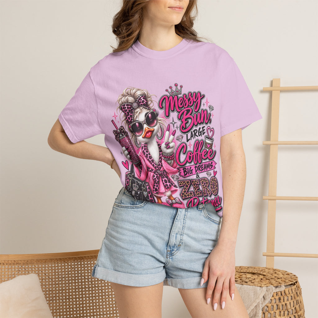 Messy Bun, Big Coffee, Zero Patience T-Shirt — Funny Graphic Tee for Moms & Busy Women
