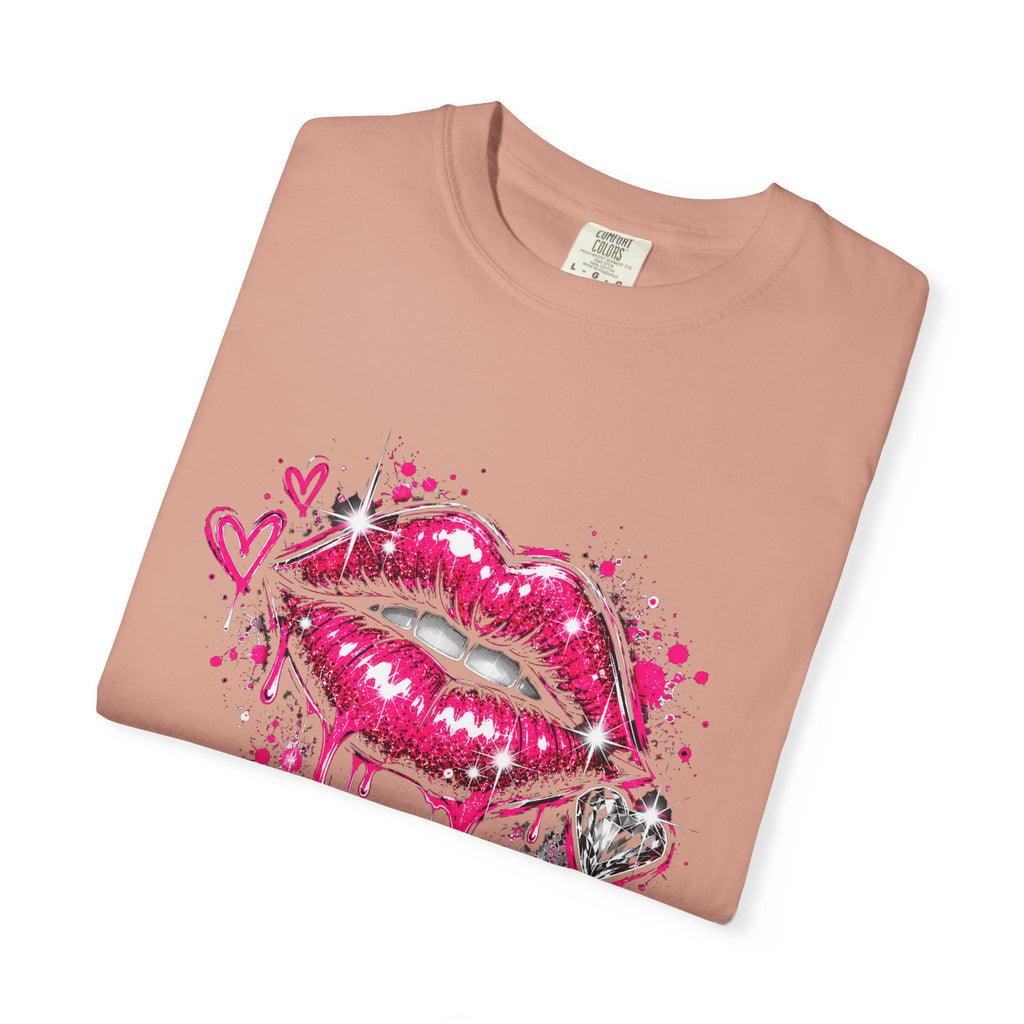 Graphic T-Shirt — Pink Lip Art & 'Backup!' Slogan Tee