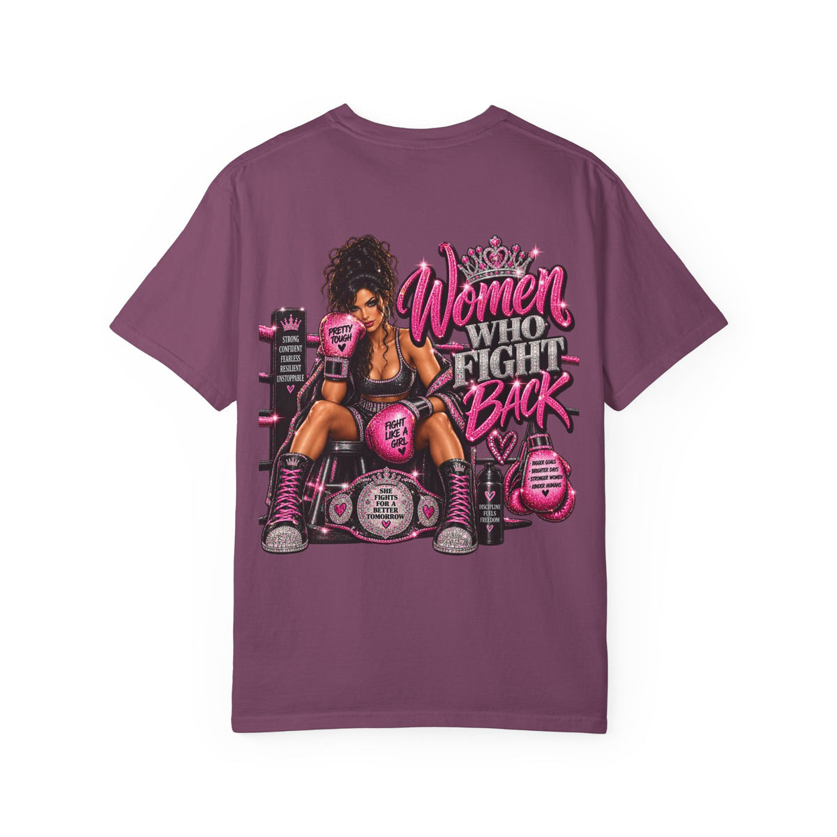 Women Who Fight Back T‑Shirt — Empowerment Boxing Graphic Tee