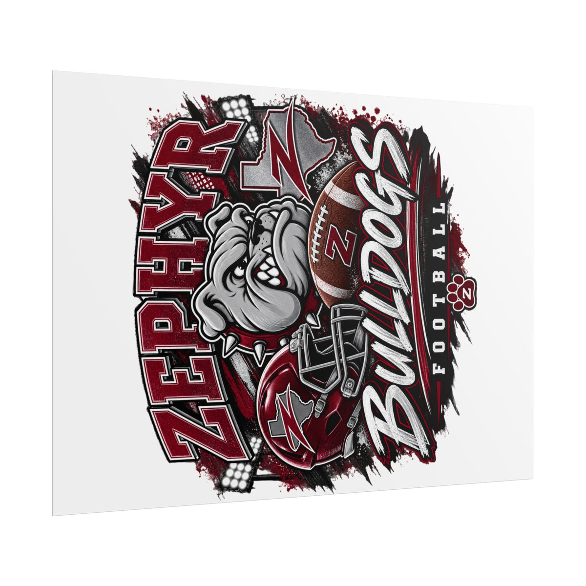Zephyr Bulldogs Football Poster – Rolled Team Wall Art