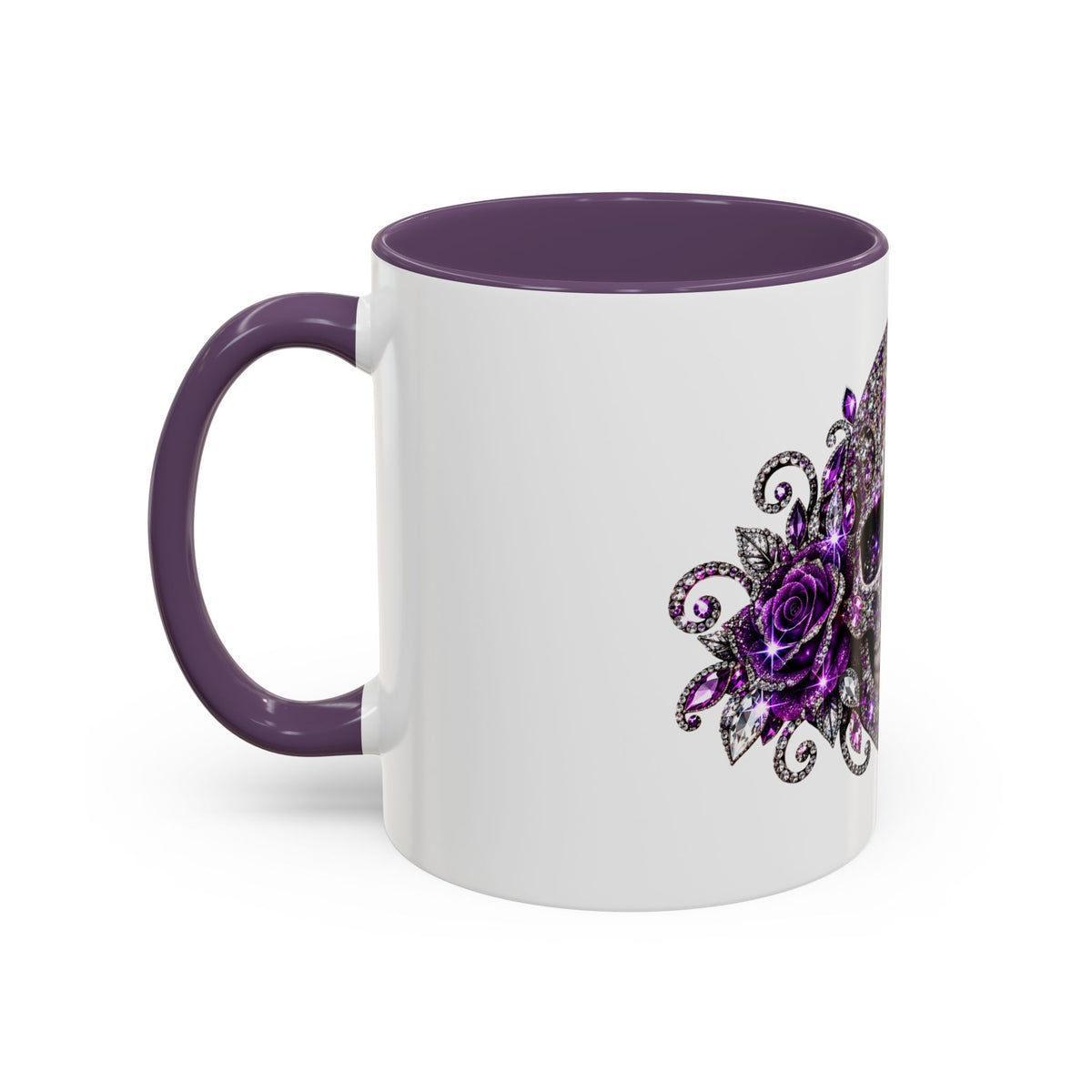 Purple Jeweled Skull Coffee Mug — Gothic Accent Tea Cup