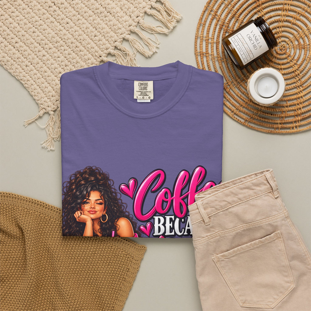 T-Shirt — "Coffee Because Adulting Is Hard" Graphic Tee (Cute Girl Illustration)