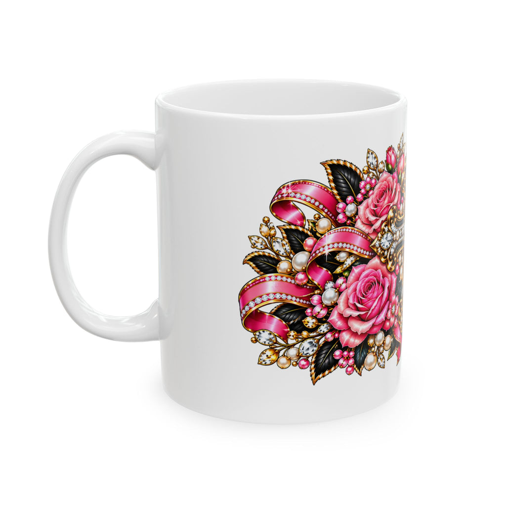Ornate Rose Cross Ceramic Mug