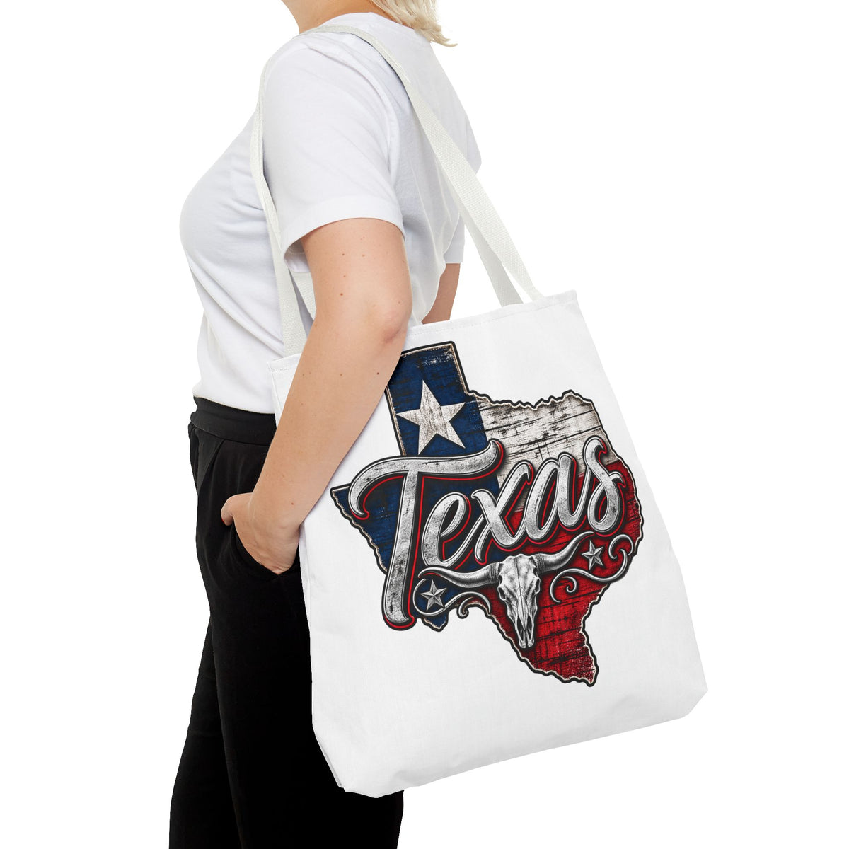 Texas Flag State Outline Tote Bag — Rustic Western 'Texas' Design