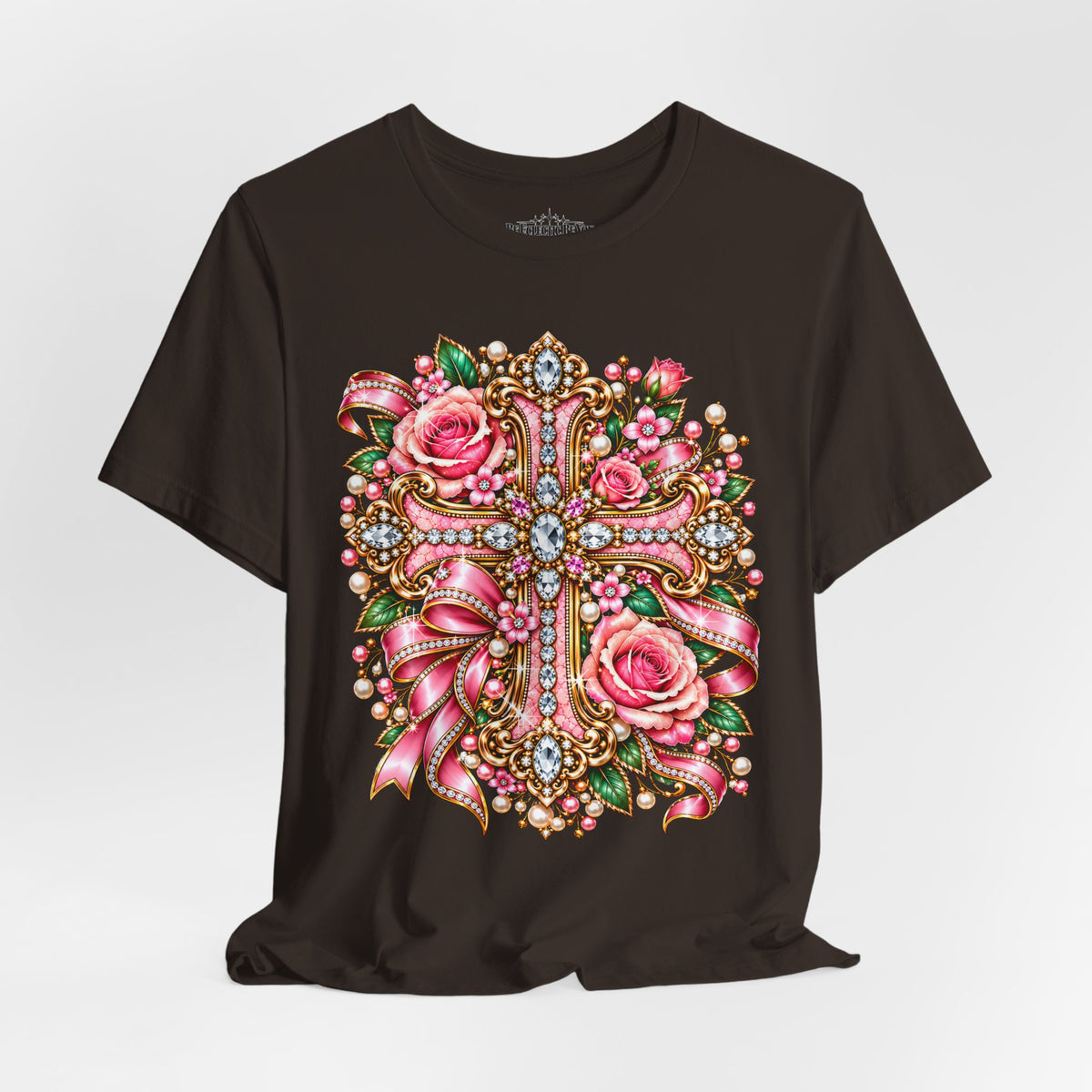 Ornate Floral Cross Rose Tee