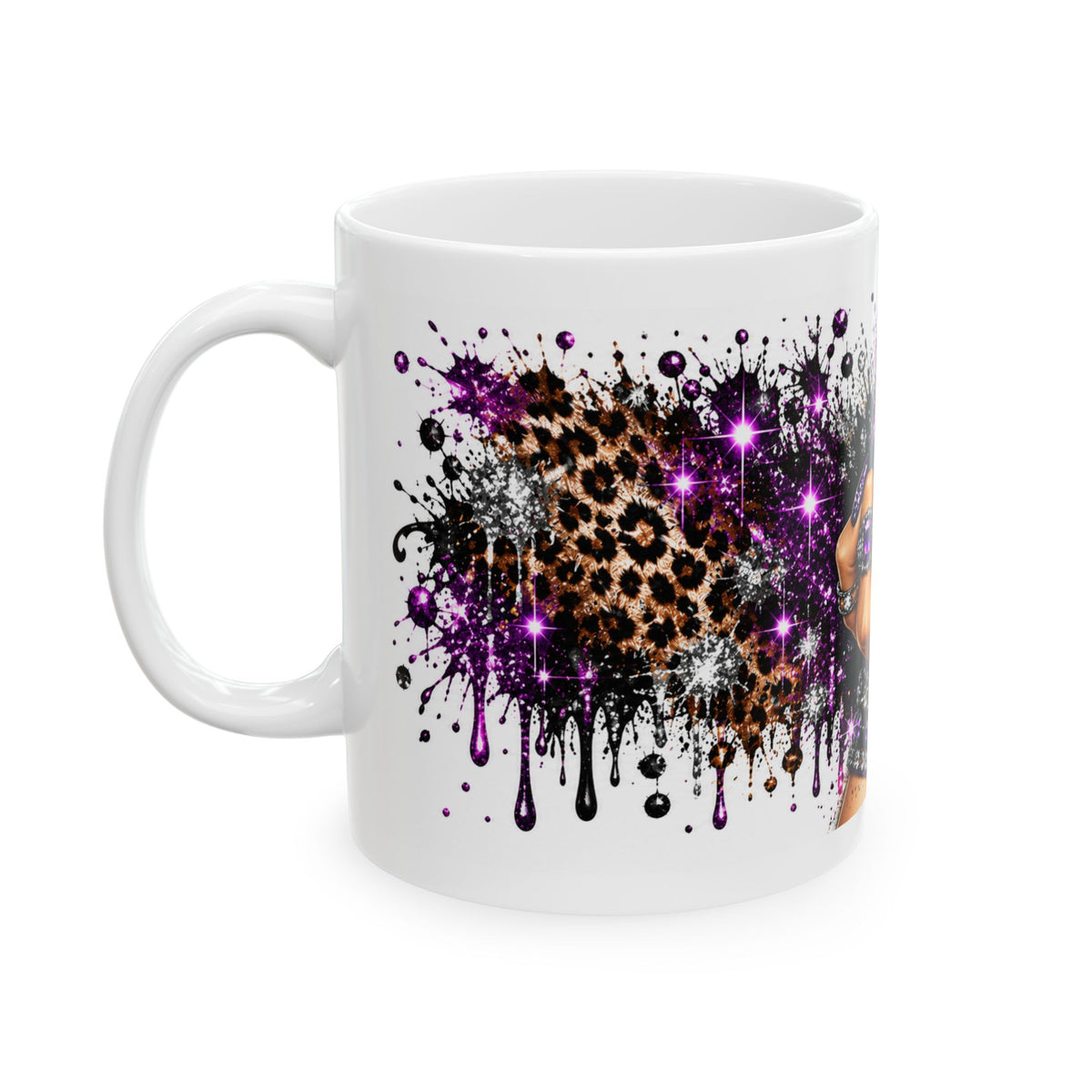 Middle Finger Purple Glam Ceramic Mug — Edgy Don’t Care Coffee Cup (11oz & 15oz)