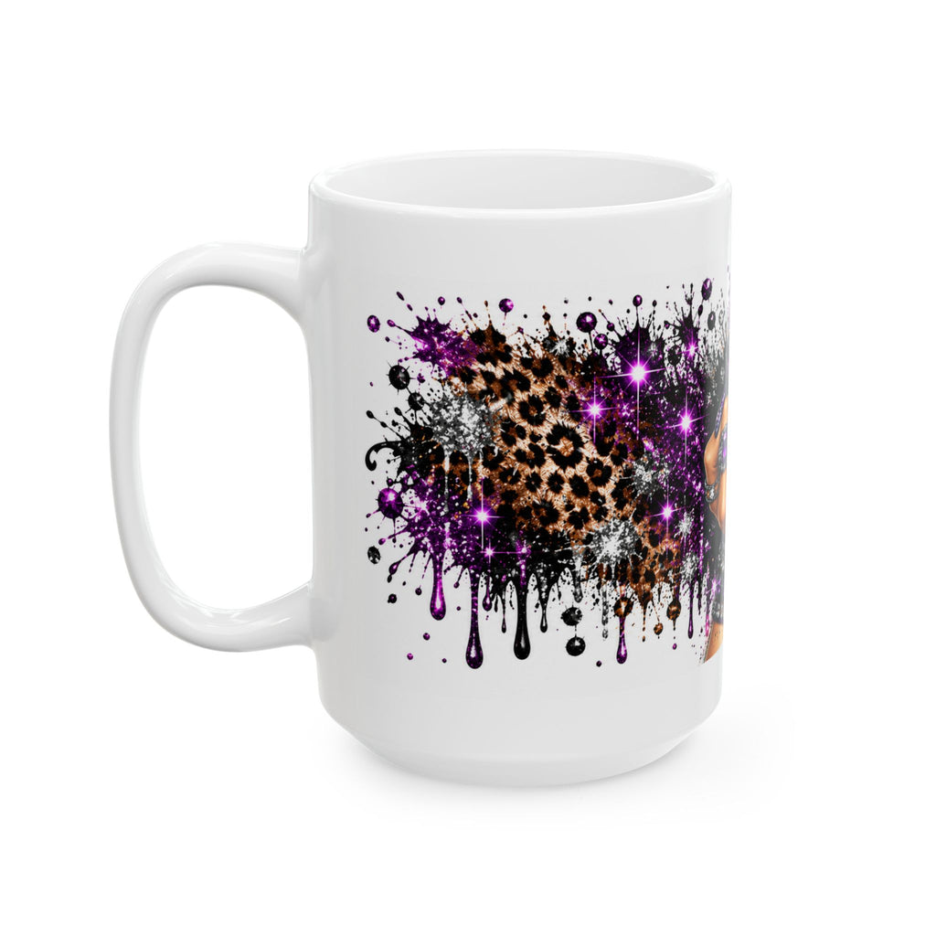 Middle Finger Purple Glam Ceramic Mug — Edgy Don’t Care Coffee Cup (11oz & 15oz)