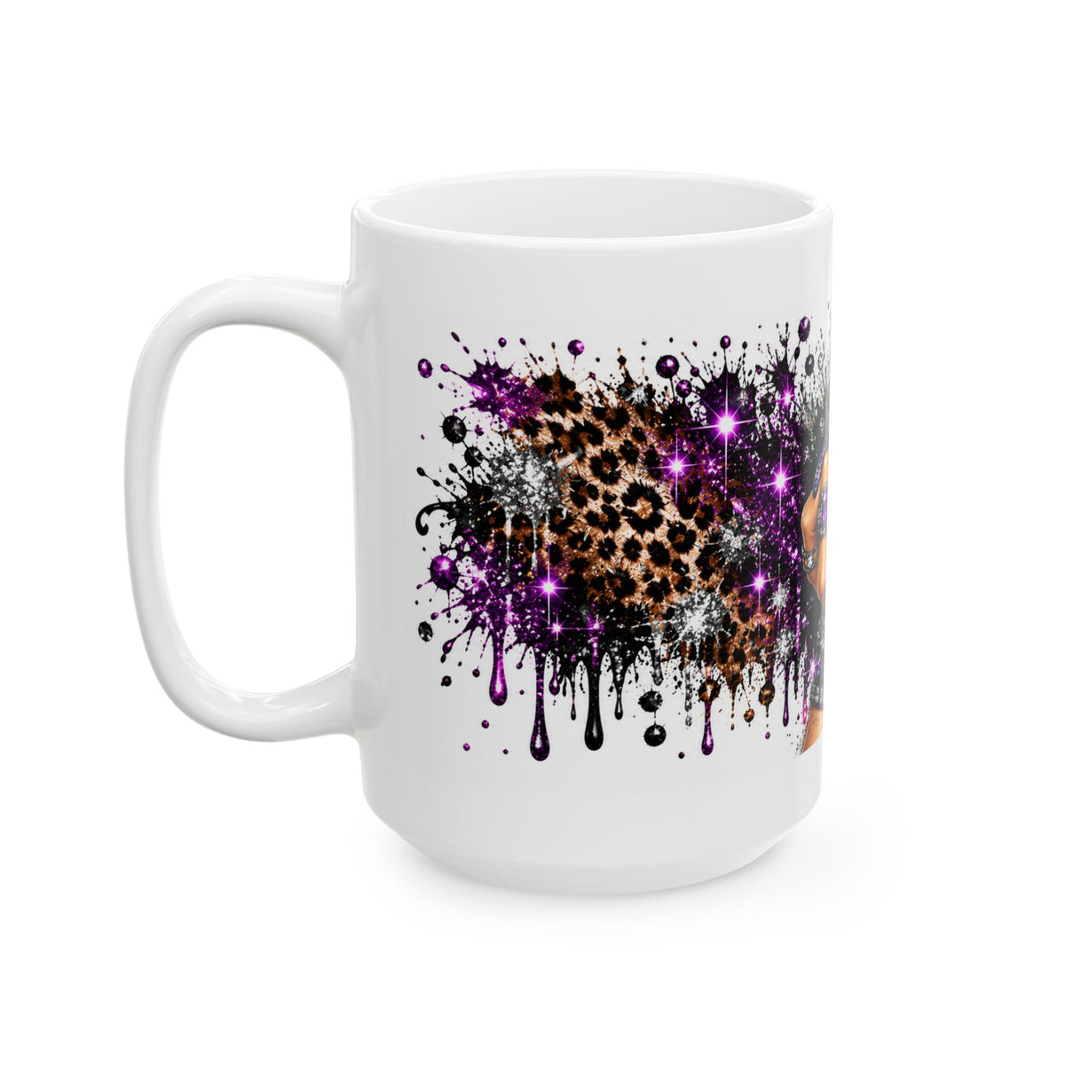 Middle Finger Purple Glam Ceramic Mug — Edgy Don’t Care Coffee Cup (11oz & 15oz)