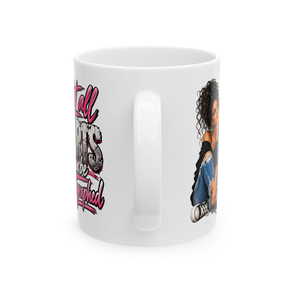 Ceramic Mug — "Not All Curves Should Be Photographed" Graphic Mug with Stylish Woman Illustration
