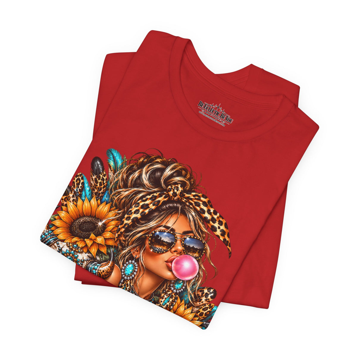 Boho Woman with Sunflowers Graphic T-Shirt