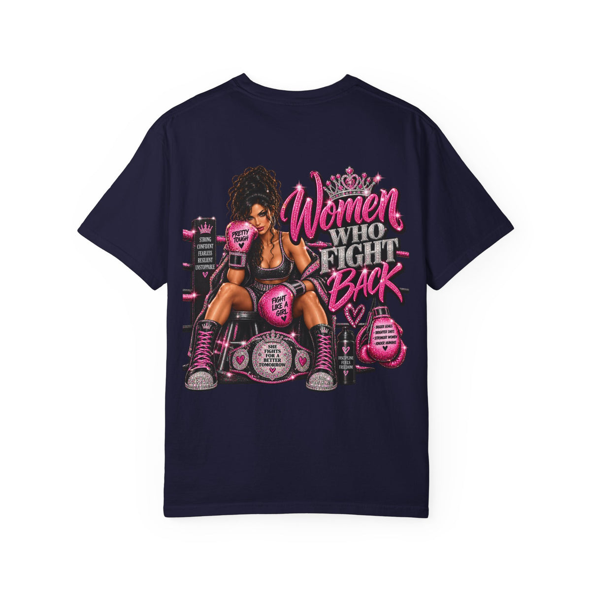 Women Who Fight Back T‑Shirt — Empowerment Boxing Graphic Tee