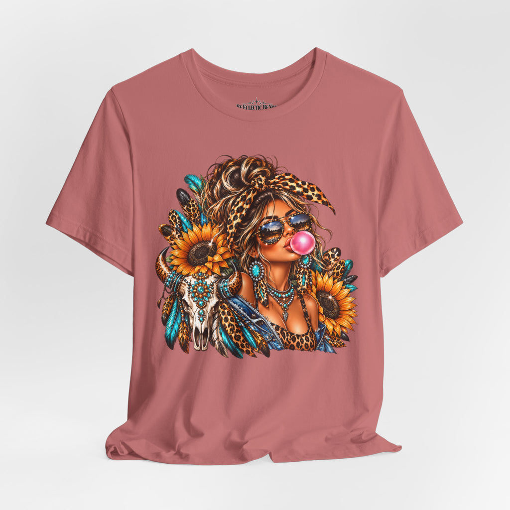 Boho Woman with Sunflowers Graphic T-Shirt