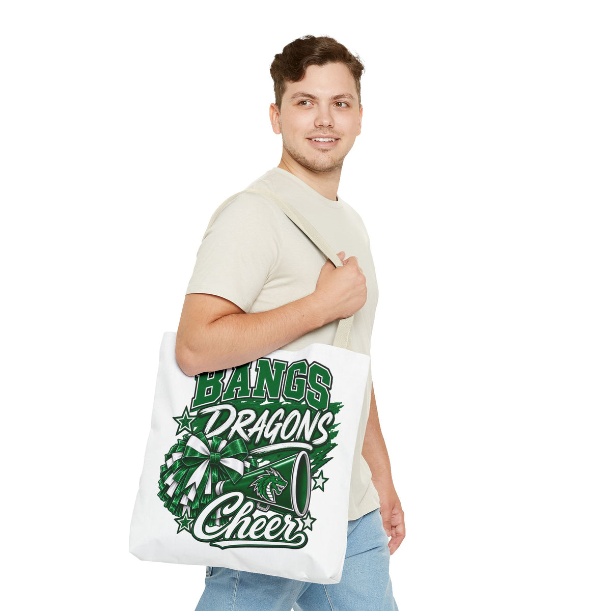 Bangs Dragons Cheer Tote Bag – Pom-Pom & Megaphone School Spirit Tote