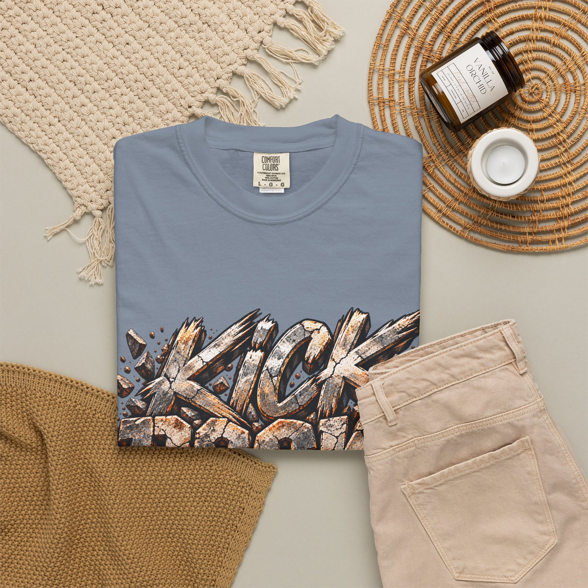 Kick Rocks T‑Shirt — Grunge Stone Graffiti Tee