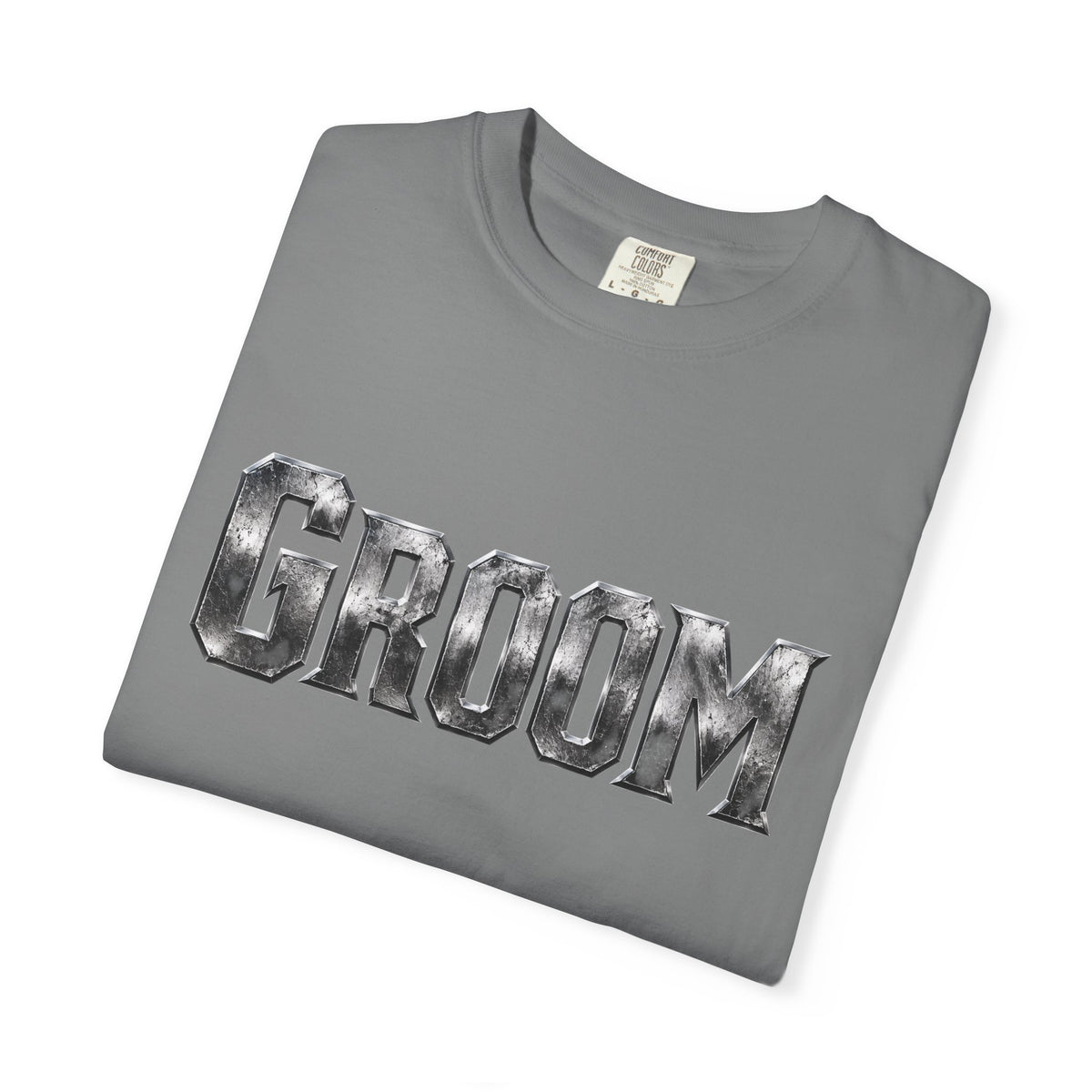 Groom Graphic T-Shirt — Metallic Lettering Wedding Tee for Grooms