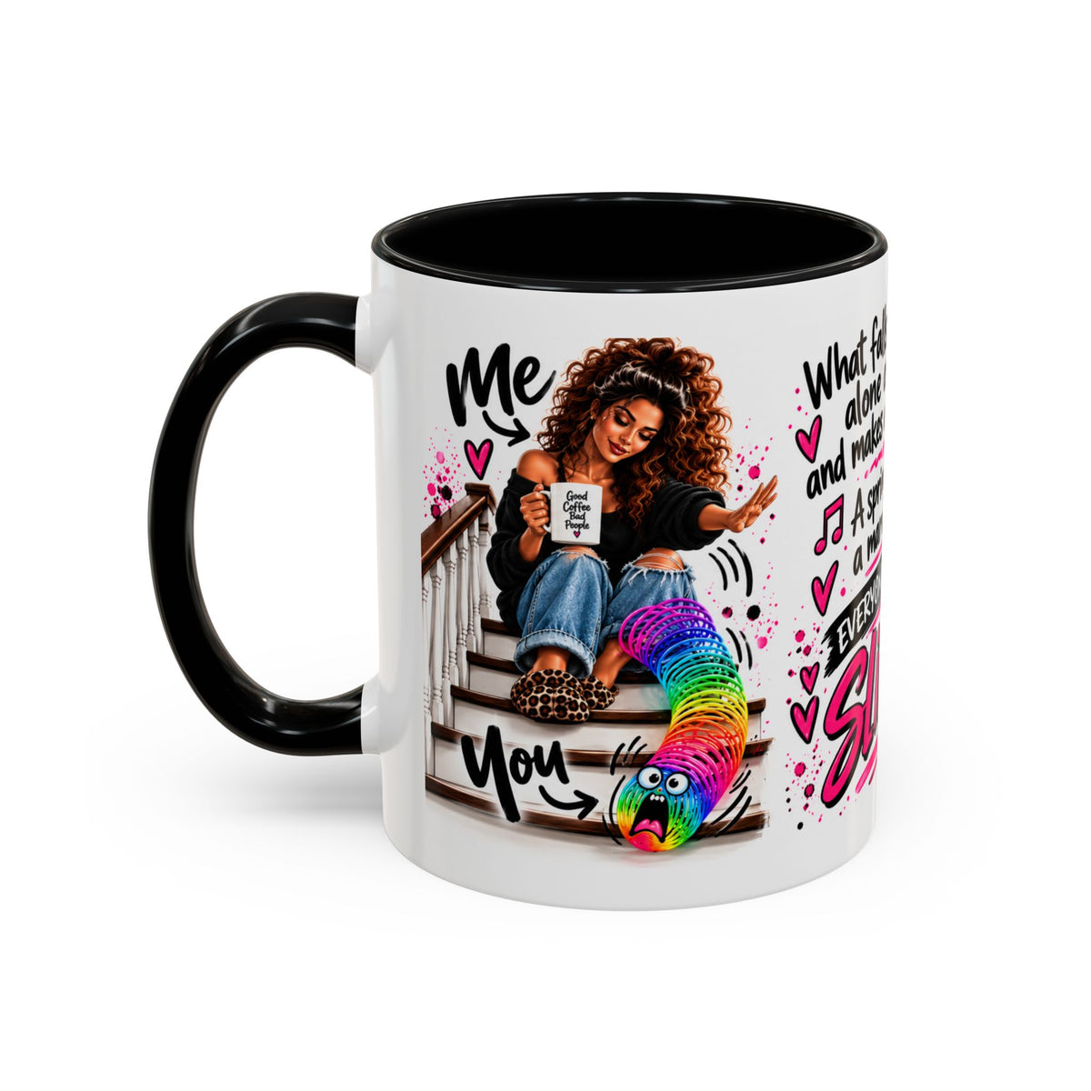 Slinky Coffee Mug — Funny Rainbow Slinky Gift for Friends & Teachers