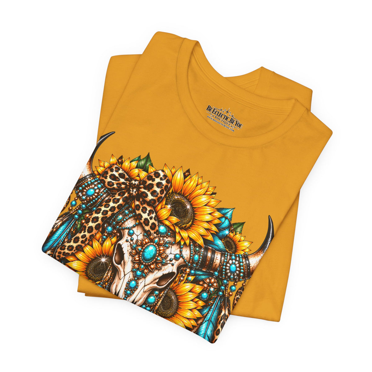 Boho Buffalo Skull Sunflower T-Shirt