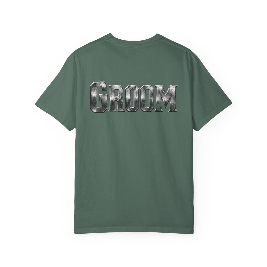 Groom Graphic T-Shirt — Metallic Lettering Wedding Tee for Grooms