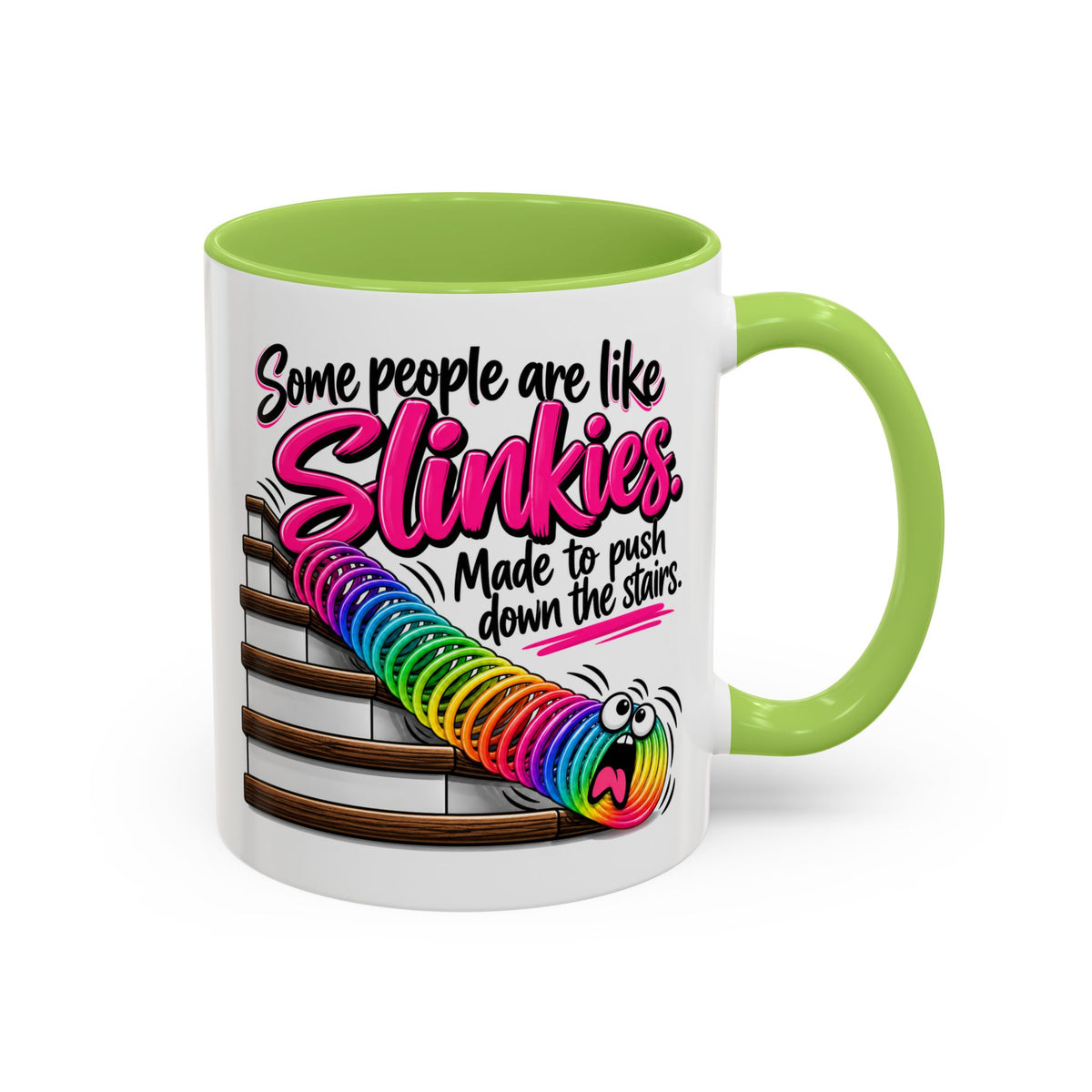 Funny 'Some People Are Like Slinkies' Accent Coffee Mug – Humorous Rainbow Slinky Gift
