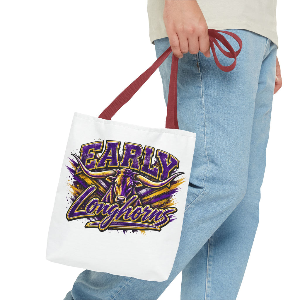 Early Longhorns Graphic Tote Bag – School Spirit Purple & Gold