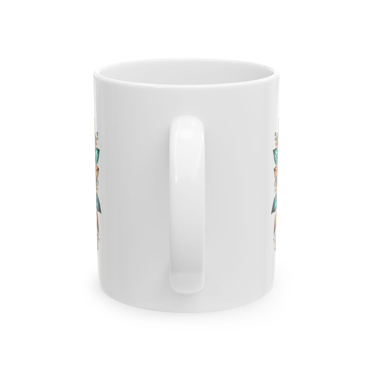 Ornate Turquoise Cross Mug – Gothic Christian Coffee Cup