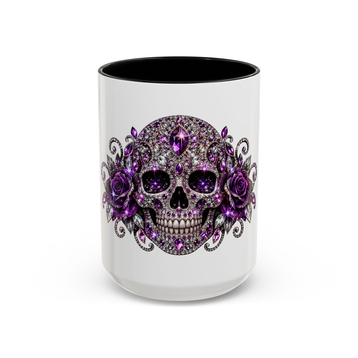 Purple Jeweled Skull Coffee Mug — Gothic Accent Tea Cup