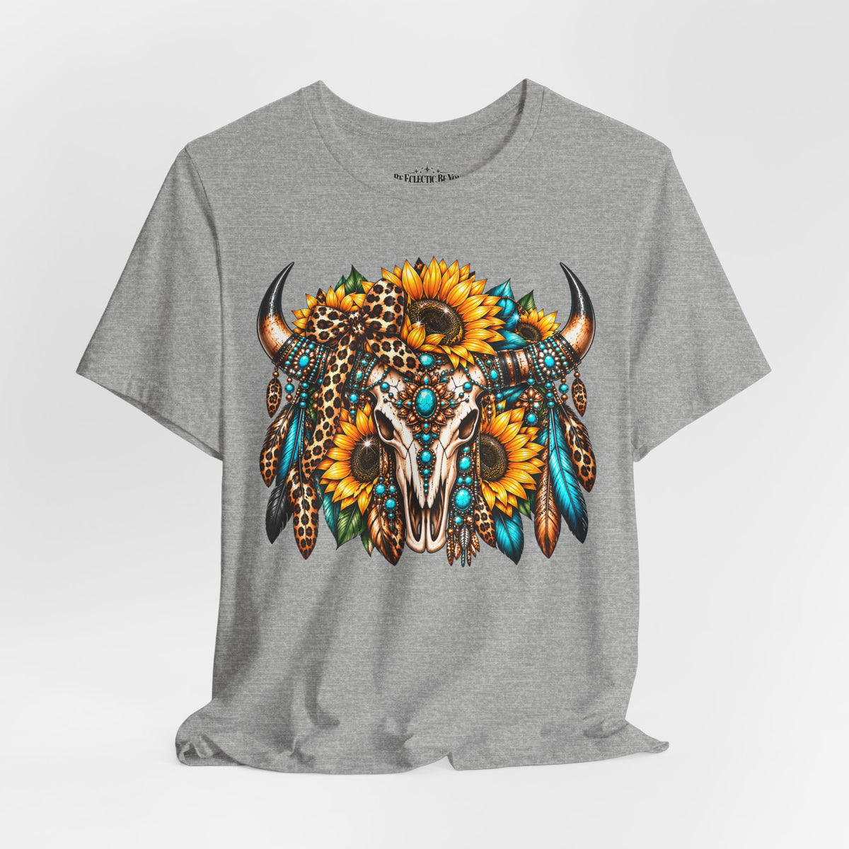 Boho Buffalo Skull Sunflower T-Shirt